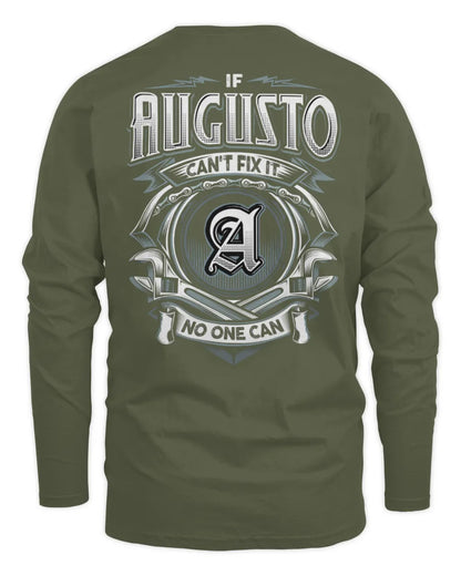 AUGUSTO AP81-K4-626 - Personalized Ahmed Quote Apparel “If Ahmed Can't Fix It, No One Can” - Men's Long Sleeved T-Shirt - Military Green