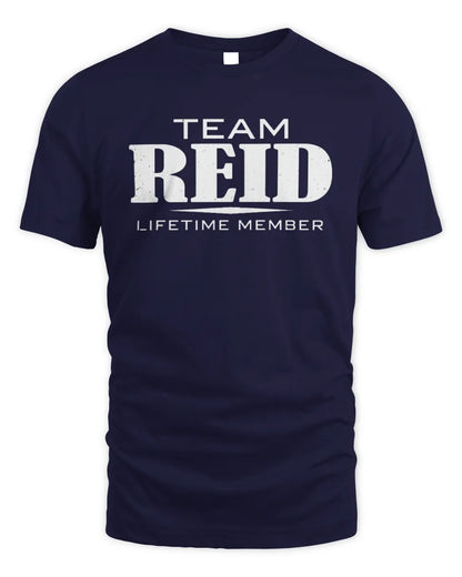 REID BL62-K4-128 - Personalized “Team NAME Lifetime Member” - Unisex Standard T-Shirt - Navy