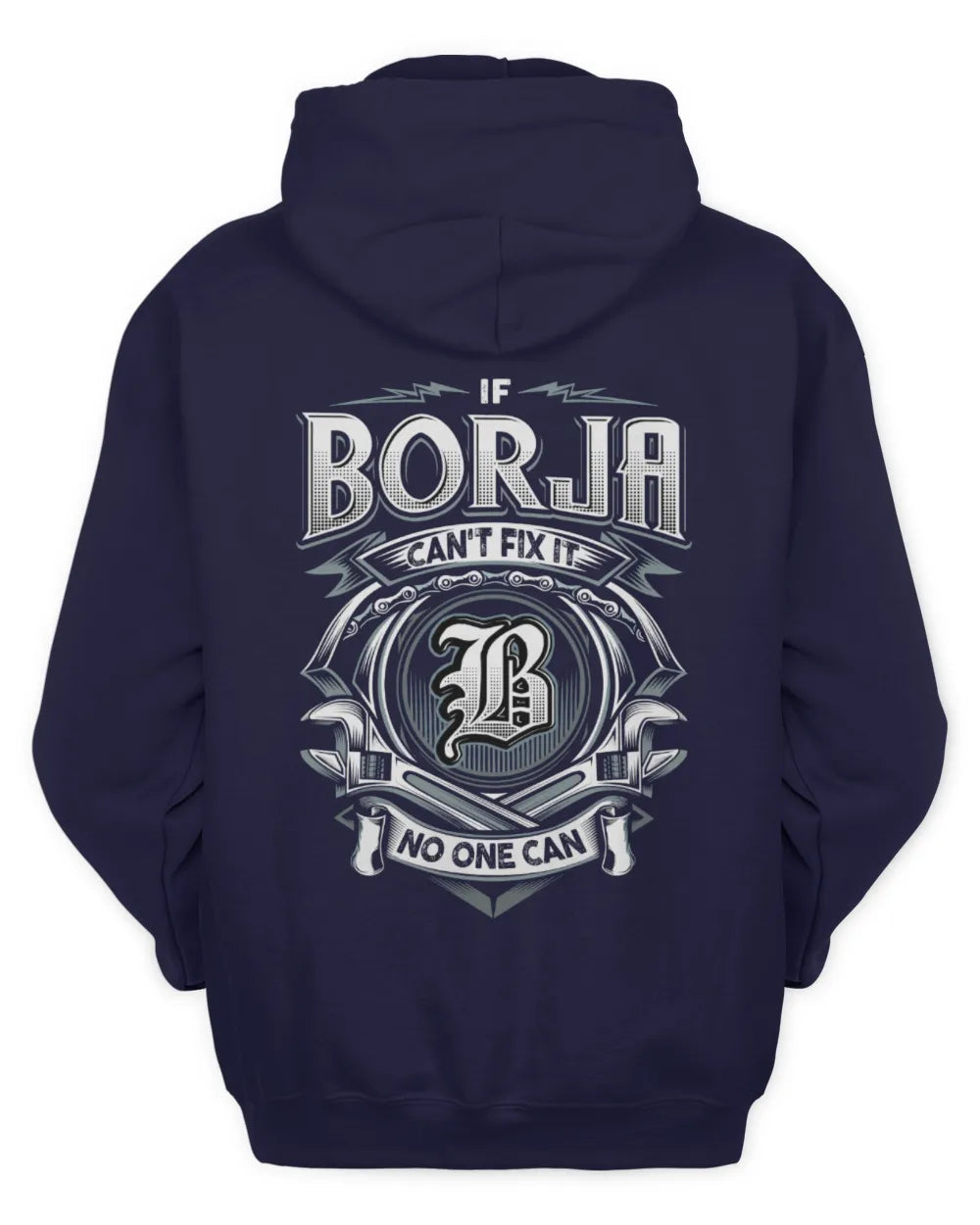 BORJA AP81-K4-626 - Personalized Ahmed Quote Apparel “If Ahmed Can't Fix It, No One Can” - Unisex Hoodie - Navy
