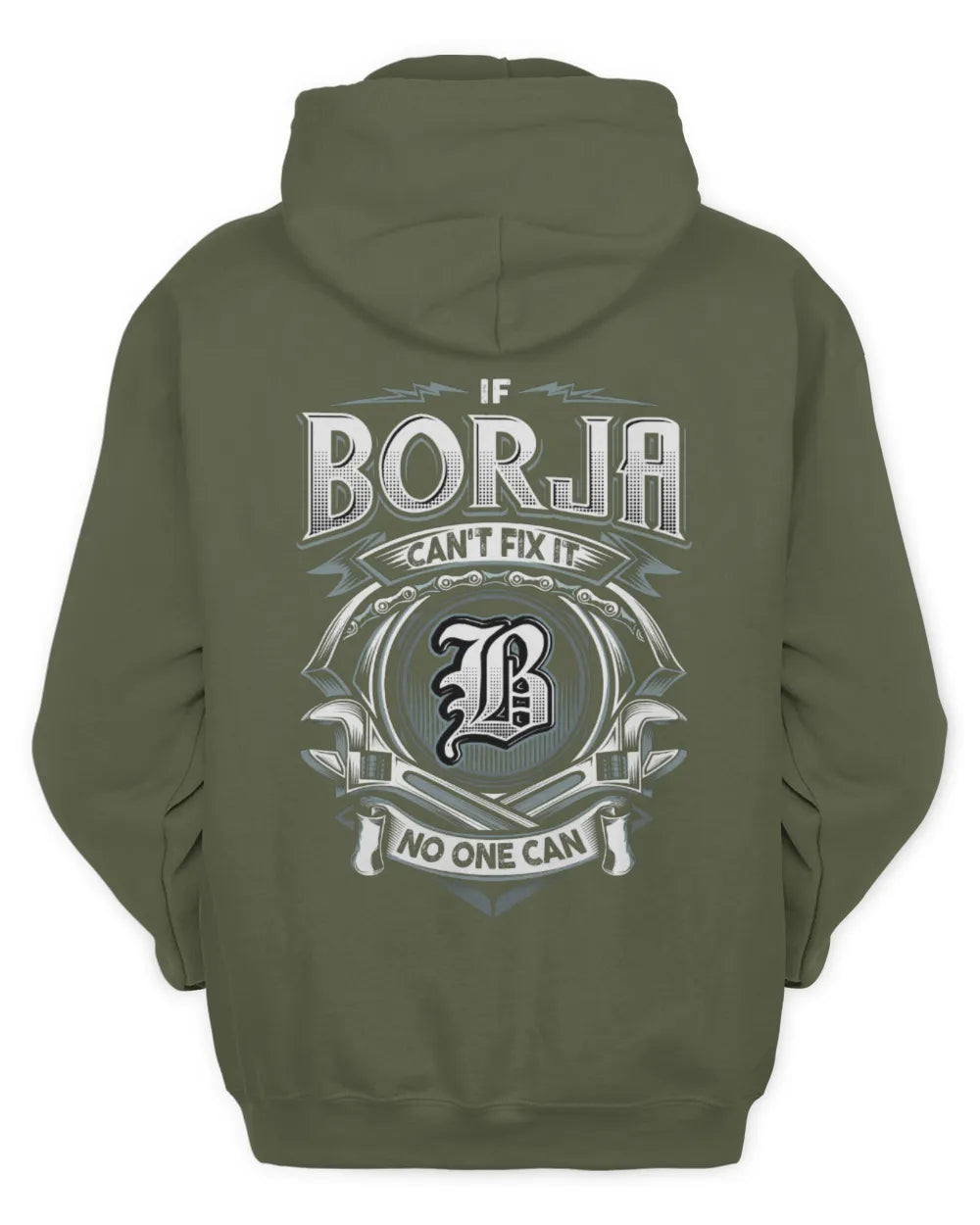 BORJA AP81-K4-626 - Personalized Ahmed Quote Apparel “If Ahmed Can't Fix It, No One Can” - Unisex Hoodie - Military Green