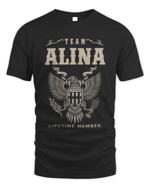 ALINA TP06-K82 – Personalized Classic Style Apparel “Team NAME Lifetime Member” - Unisex Standard T-Shirt - Black