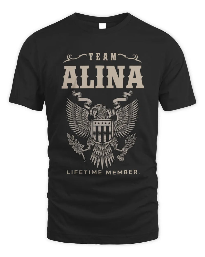 ALINA TP06-K82 – Personalized Classic Style Apparel “Team NAME Lifetime Member” - Unisex Standard T-Shirt - Black