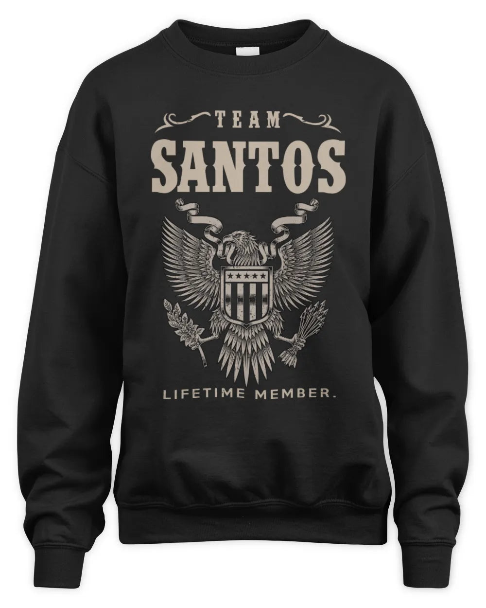 SANTOS TP06-K82 – Personalized Classic Style Apparel “Team NAME Lifetime Member” - Unisex Sweatshirt - Black