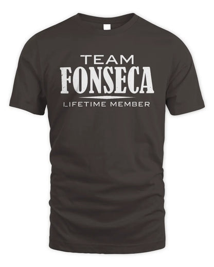 FONSECA BL62-K4-128 - Personalized “Team NAME Lifetime Member” - Unisex Standard T-Shirt - Dark Chocolate