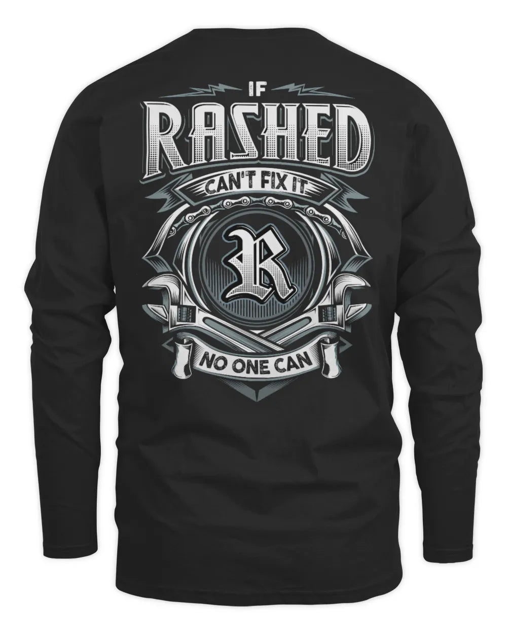 RASHED AP81-K4-626 - Personalized Ahmed Quote Apparel “If Ahmed Can't Fix It, No One Can” - Men's Long Sleeved T-Shirt - Black