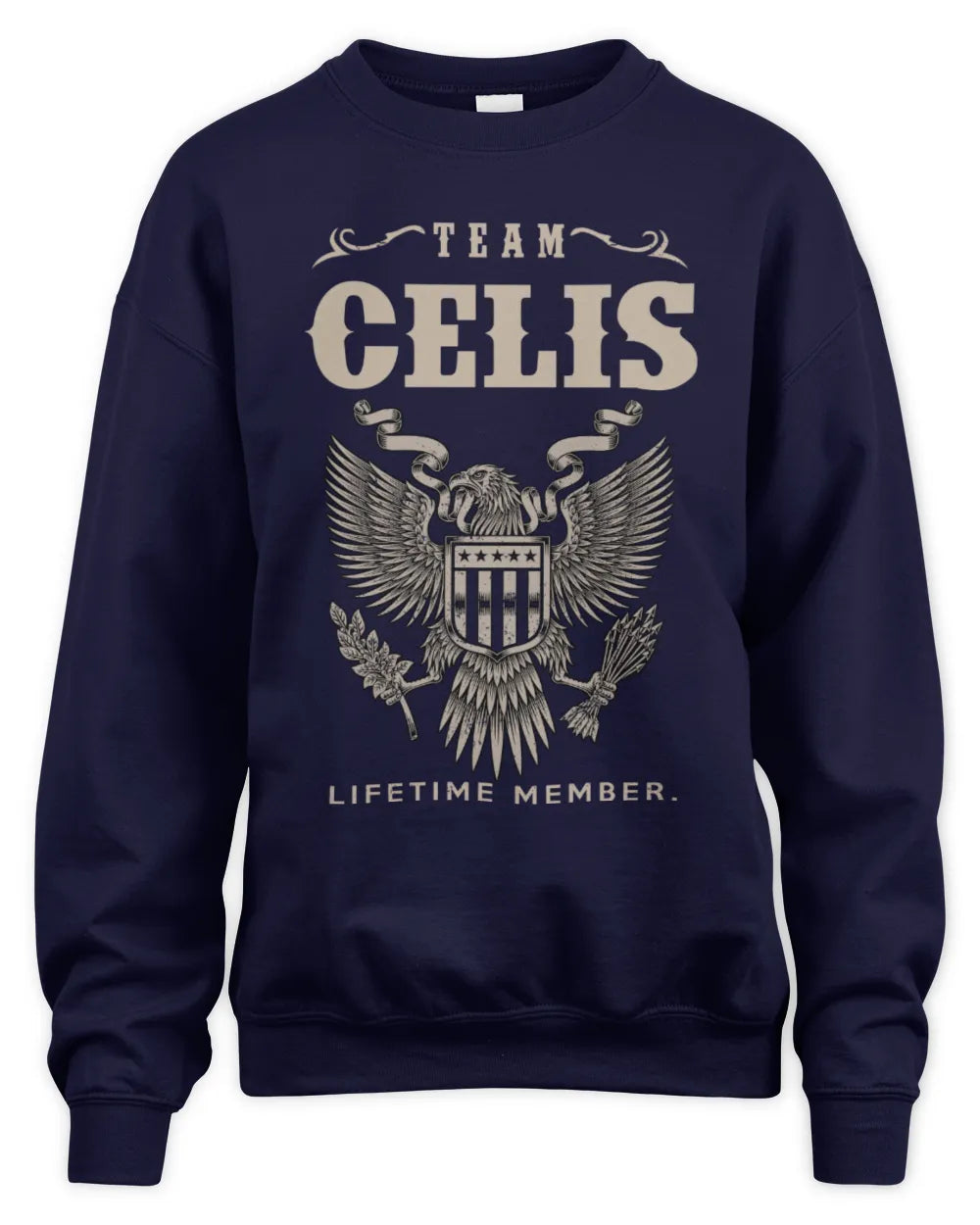 CELIS TP06-K82 – Personalized Classic Style Apparel “Team NAME Lifetime Member” - Unisex Sweatshirt - Navy