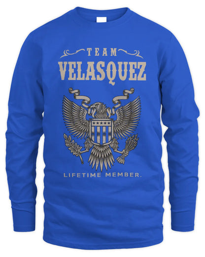 VELASQUEZ TP06-K82 – Personalized Classic Style Apparel “Team NAME Lifetime Member” - Men's Long Sleeved T-Shirt - Royal