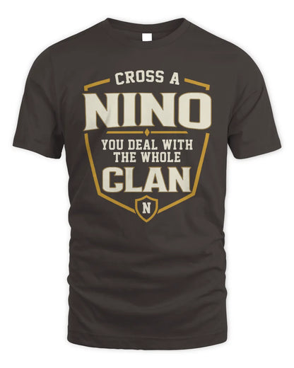 NINO NT1-K008 Cross A/An NAME, You Deal With the Whole Clan | Personalized Vintage T-Shirt - Unisex Standard T-Shirt - Dark Chocolate