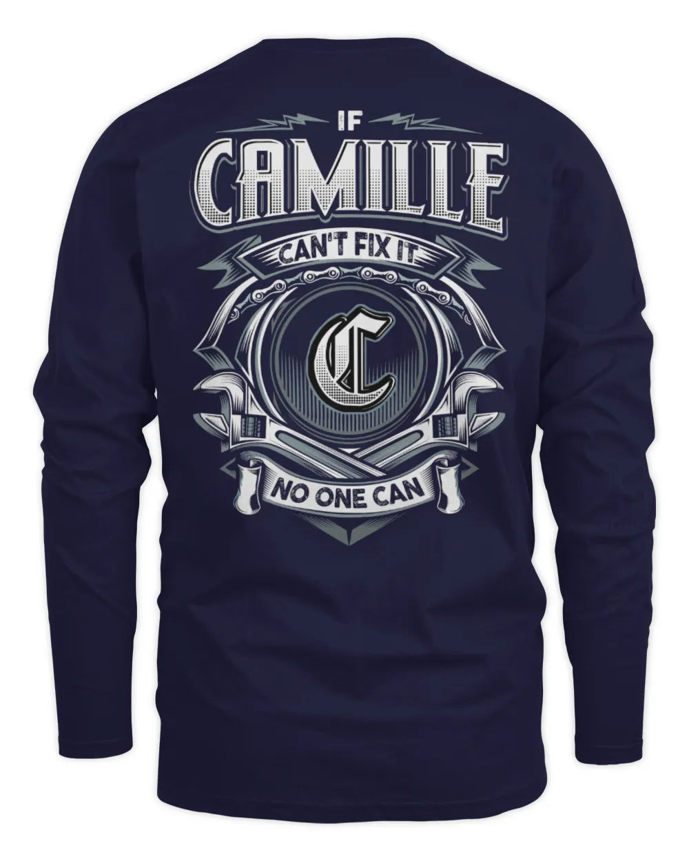 CAMILLE AP81-K4-626 - Personalized Ahmed Quote Apparel “If Ahmed Can't Fix It, No One Can” - Men's Long Sleeved T-Shirt - Navy
