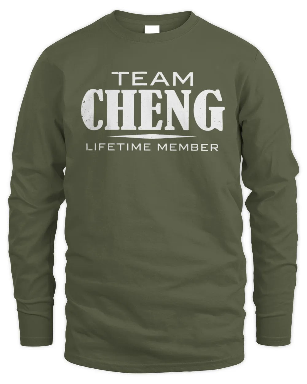 CHENG BL62-K4-128 - Personalized “Team NAME Lifetime Member” - Men's Long Sleeved T-Shirt - Military Green