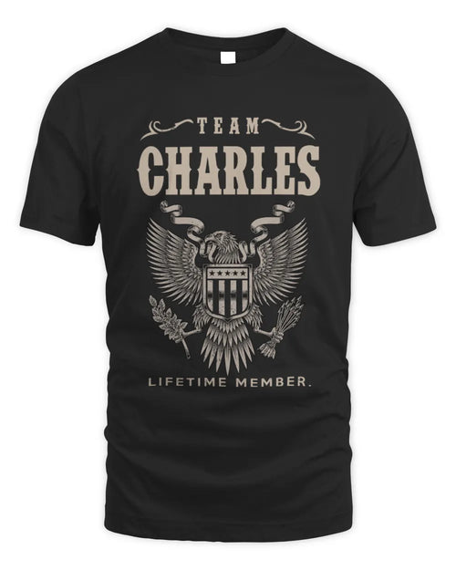 CHARLES TP06-K82 – Personalized Classic Style Apparel “Team NAME Lifetime Member” - Unisex Standard T-Shirt - Black