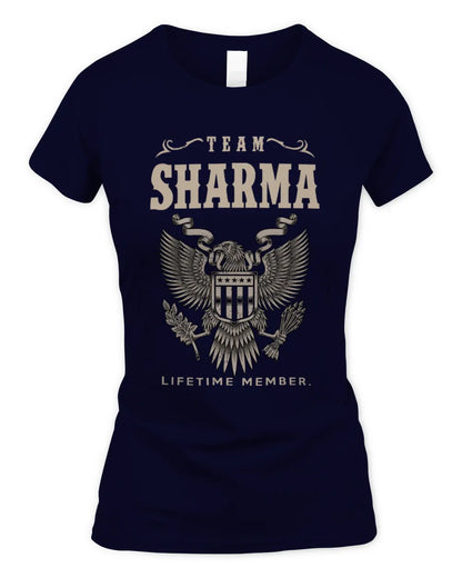 SHARMA TP06-K82 – Personalized Classic Style Apparel “Team NAME Lifetime Member” - Women's Standard T-Shirt - Navy