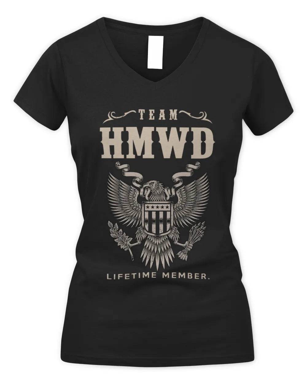 HMWD TP06-K82 – Personalized Classic Style Apparel “Team NAME Lifetime Member” - Women's V-Neck T-Shirt - Black