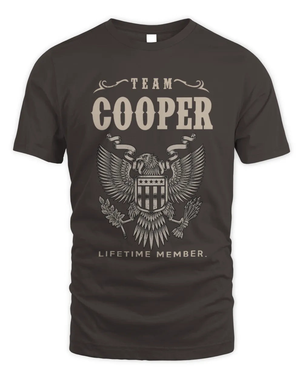 COOPER TP06-K82 – Personalized Classic Style Apparel “Team NAME Lifetime Member” - Unisex Standard T-Shirt - Dark Chocolate