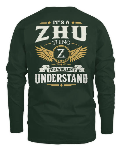 ZHU KT06-M008 It’s a [NAME] Thing – You Wouldn’t Understand | Personalized Vintage T-Shirt - Men's Long Sleeved T-Shirt - Forest Green