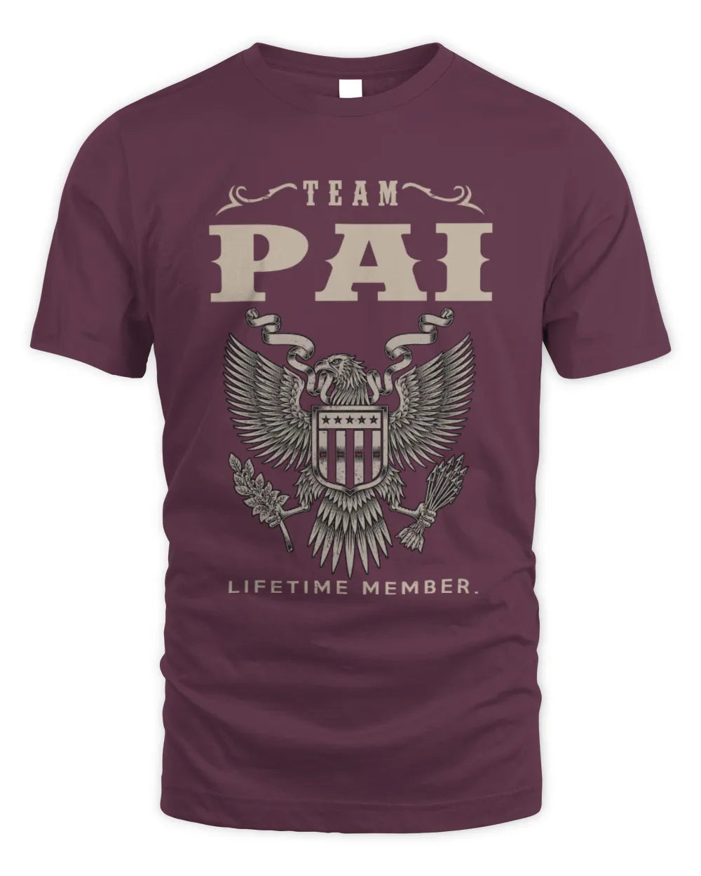 PAI TP06-K82 – Personalized Classic Style Apparel “Team NAME Lifetime Member” - Unisex Standard T-Shirt - Maroon