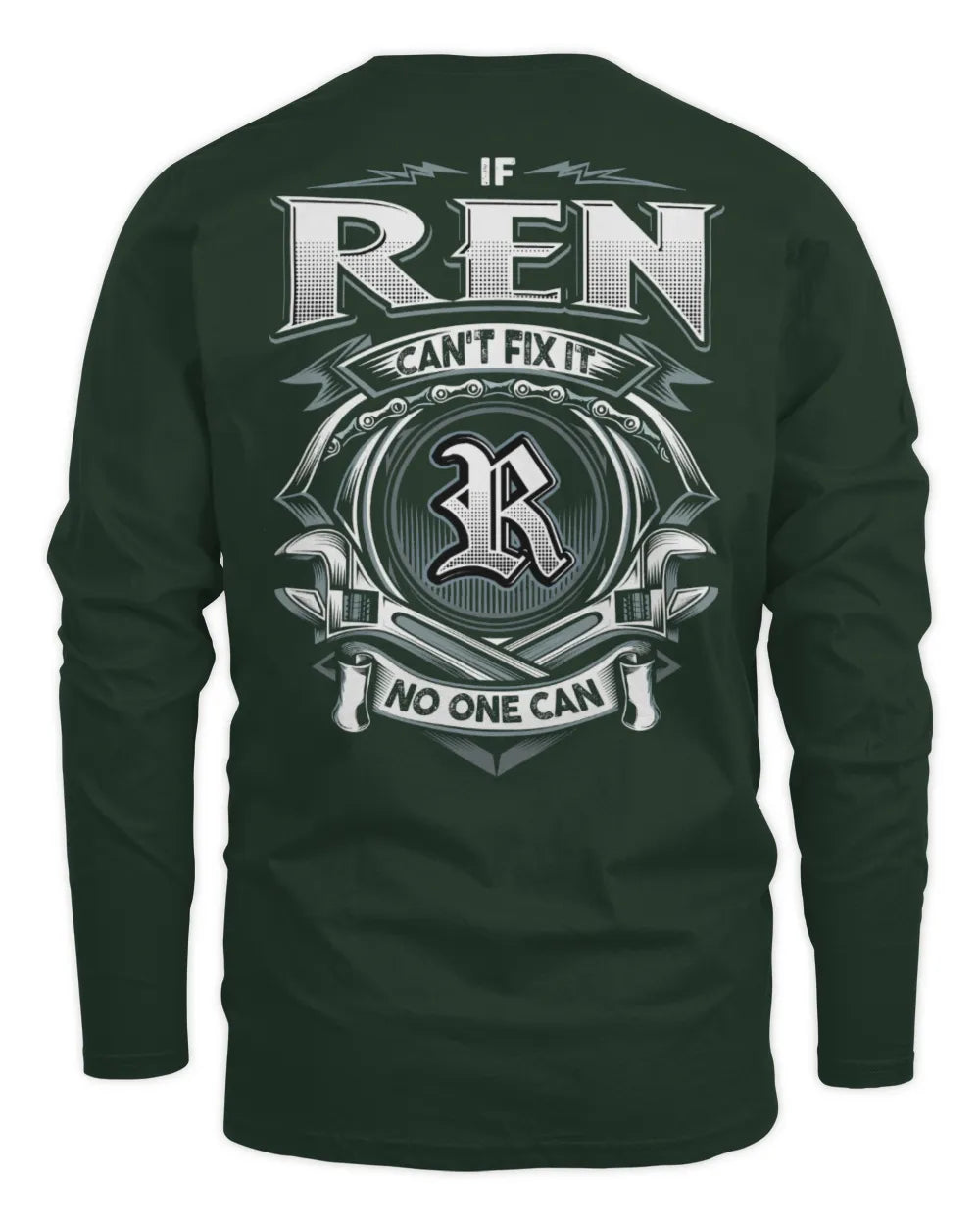 REN AP81-K4-626 - Personalized Ahmed Quote Apparel “If Ahmed Can't Fix It, No One Can” - Men's Long Sleeved T-Shirt - Forest Green