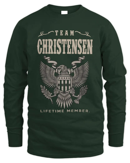 CHRISTENSEN TP06-K82 – Personalized Classic Style Apparel “Team NAME Lifetime Member” - Men's Long Sleeved T-Shirt - Forest Green