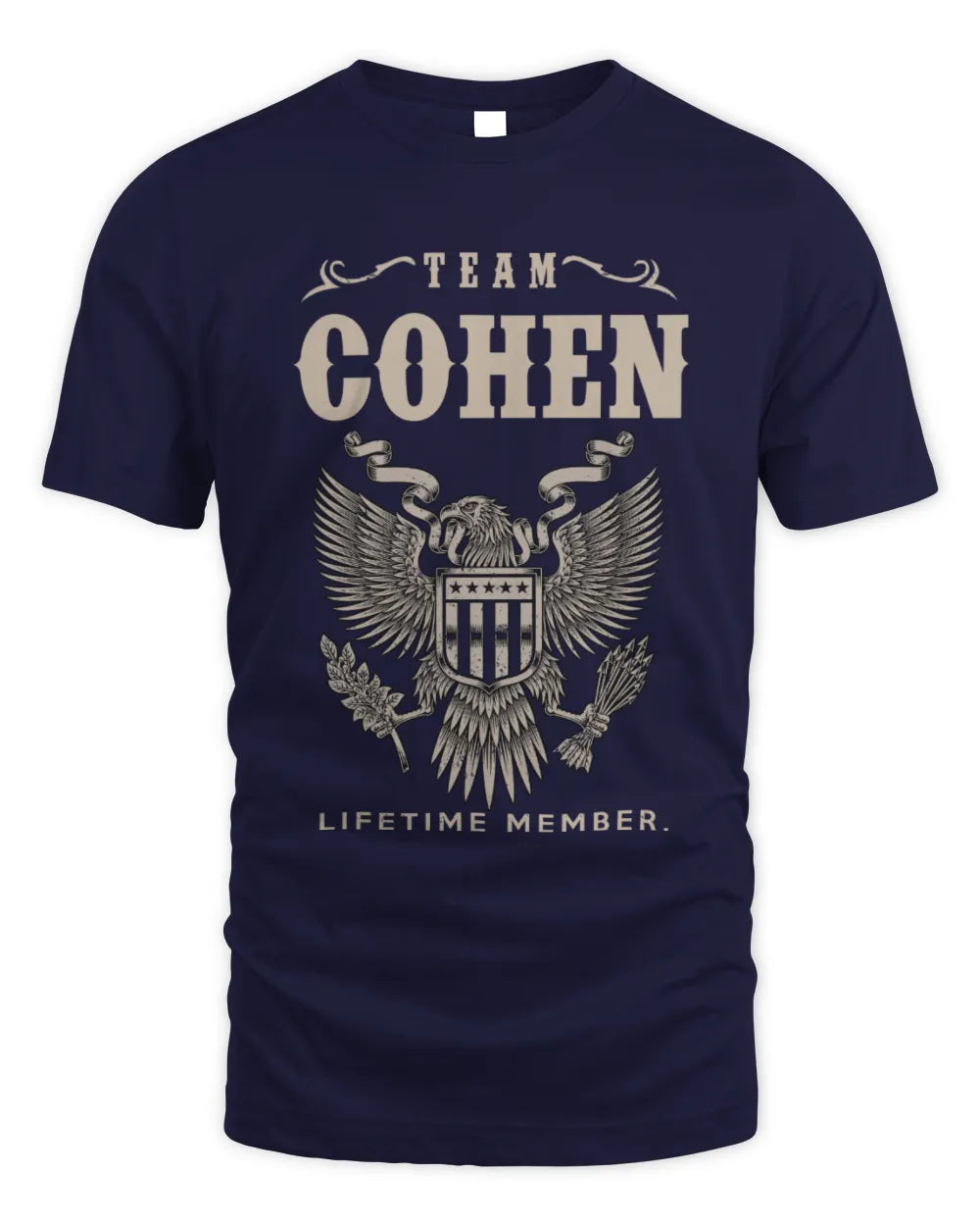 COHEN TP06-K82 – Personalized Classic Style Apparel “Team NAME Lifetime Member” - Unisex Standard T-Shirt - Navy
