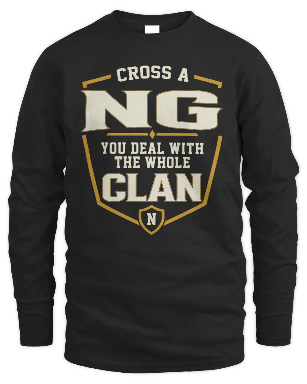 NG NT1-K008 Cross A/An NAME, You Deal With the Whole Clan | Personalized Vintage T-Shirt - Men's Long Sleeved T-Shirt - Black