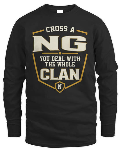 NG NT1-K008 Cross A/An NAME, You Deal With the Whole Clan | Personalized Vintage T-Shirt - Men's Long Sleeved T-Shirt - Black