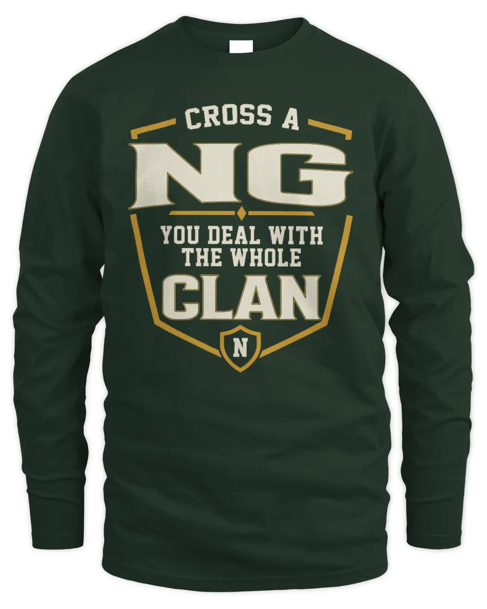 NG NT1-K008 Cross A/An NAME, You Deal With the Whole Clan | Personalized Vintage T-Shirt - Men's Long Sleeved T-Shirt - Forest Green