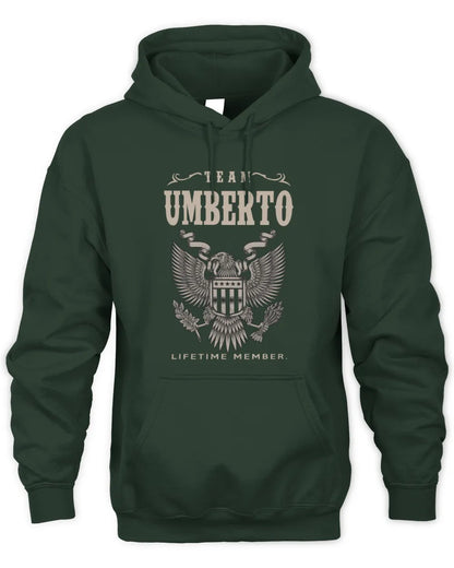 UMBERTO TP06-K82 – Personalized Classic Style Apparel “Team NAME Lifetime Member” - Unisex Hoodie - Forest Green