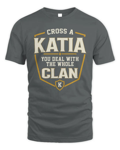 KATIA NT1-K008 Cross A/An NAME, You Deal With the Whole Clan | Personalized Vintage T-Shirt - Unisex Standard T-Shirt - Charcoal
