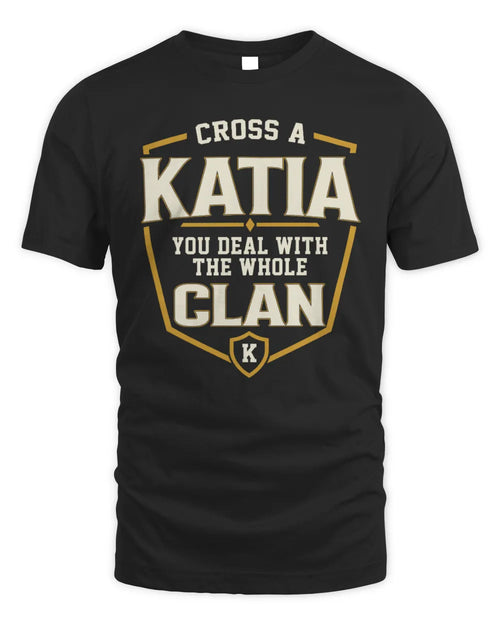 KATIA NT1-K008 Cross A/An NAME, You Deal With the Whole Clan | Personalized Vintage T-Shirt - Unisex Standard T-Shirt - Black