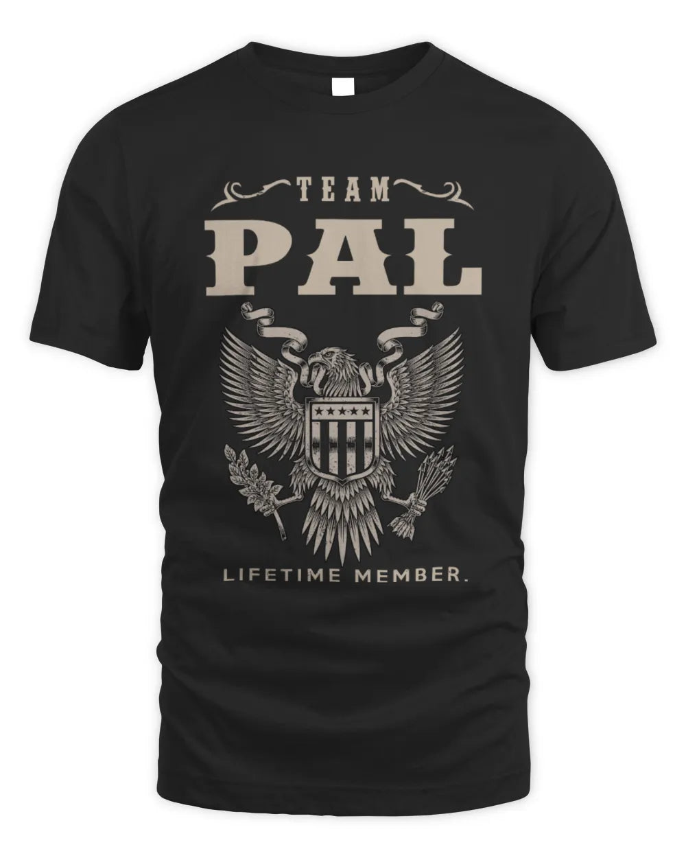 PAL TP06-K82 – Personalized Classic Style Apparel “Team NAME Lifetime Member” - Unisex Standard T-Shirt - Black