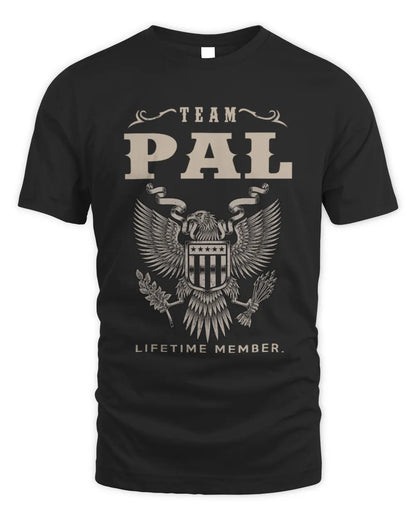 PAL TP06-K82 – Personalized Classic Style Apparel “Team NAME Lifetime Member” - Unisex Standard T-Shirt - Black