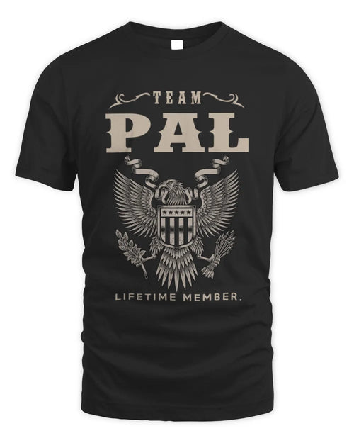 PAL TP06-K82 – Personalized Classic Style Apparel “Team NAME Lifetime Member” - Unisex Standard T-Shirt - Black