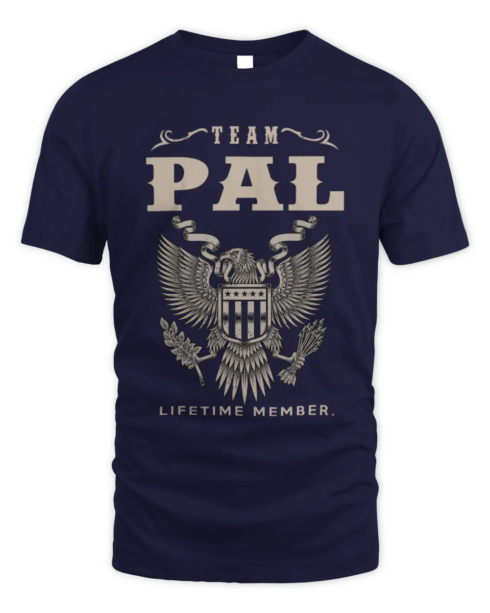 PAL TP06-K82 – Personalized Classic Style Apparel “Team NAME Lifetime Member” - Unisex Standard T-Shirt - Navy