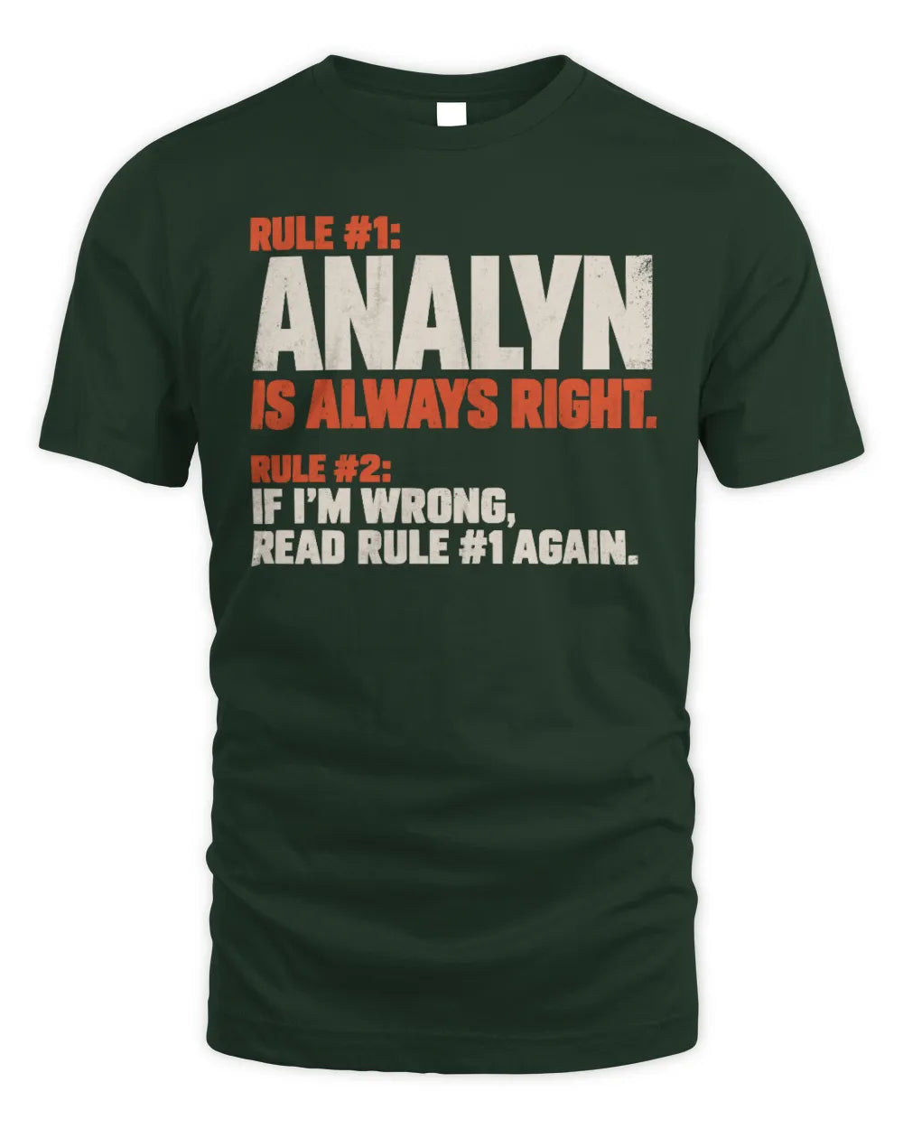 ANALYN NP1-H006 
Always Right Personalized Name T-Shirt – Funny Custom Name Shirt - Unisex Standard T-Shirt - Forest Green