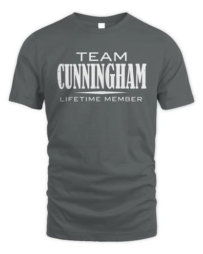 CUNNINGHAM BL62-K4-128 - Personalized “Team NAME Lifetime Member” - Unisex Standard T-Shirt - Charcoal