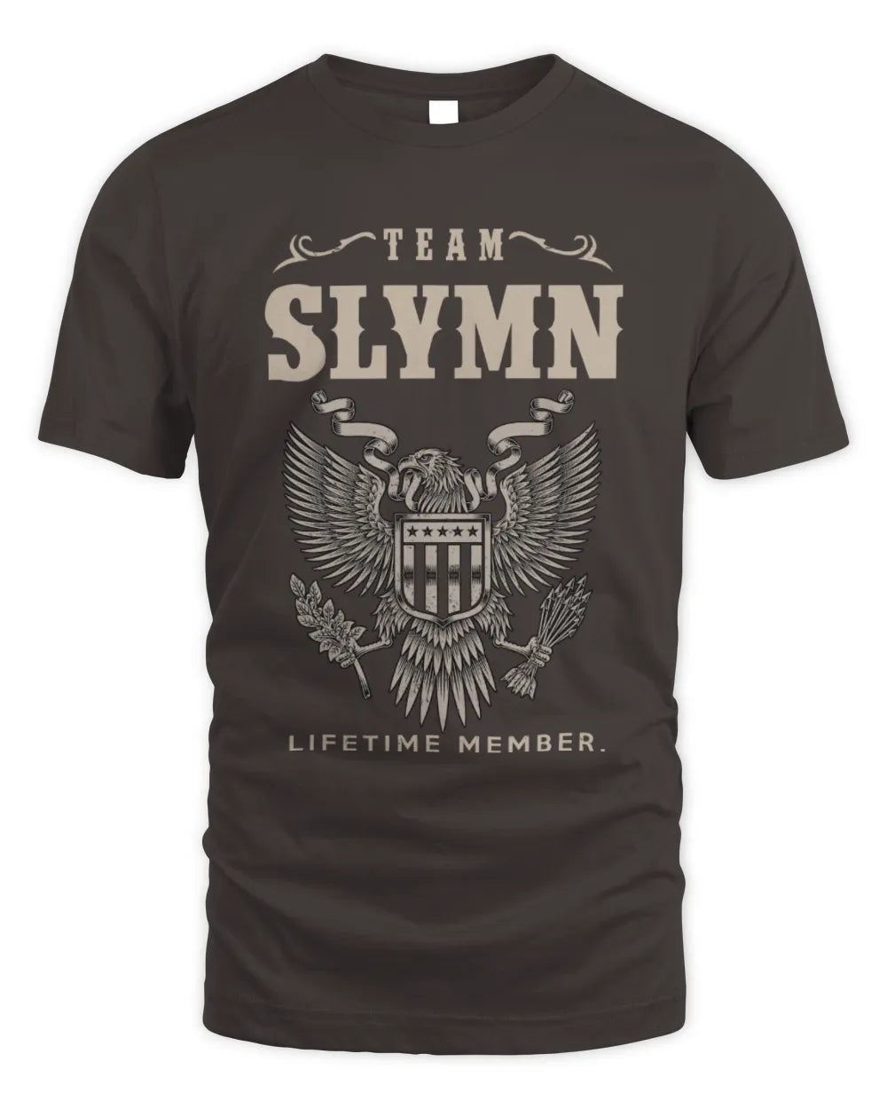 SLYMN TP06-K82 – Personalized Classic Style Apparel “Team NAME Lifetime Member” - Unisex Standard T-Shirt - Dark Chocolate