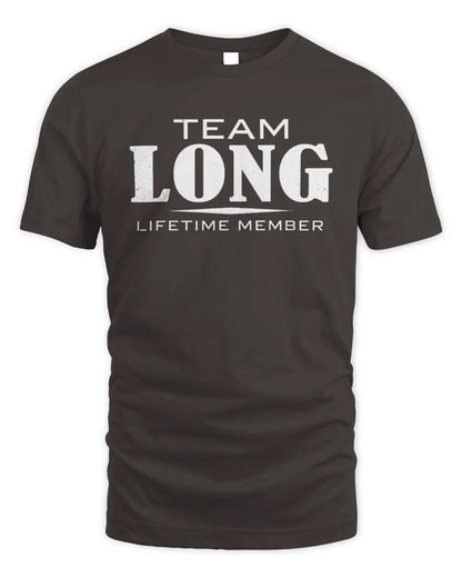 LONG BL62-K4-128 - Personalized “Team NAME Lifetime Member” - Unisex Standard T-Shirt - Dark Chocolate