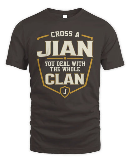 JIAN NT1-K008 Cross A/An NAME, You Deal With the Whole Clan | Personalized Vintage T-Shirt - Unisex Standard T-Shirt - Dark Chocolate