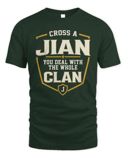 JIAN NT1-K008 Cross A/An NAME, You Deal With the Whole Clan | Personalized Vintage T-Shirt - Unisex Standard T-Shirt - Forest Green