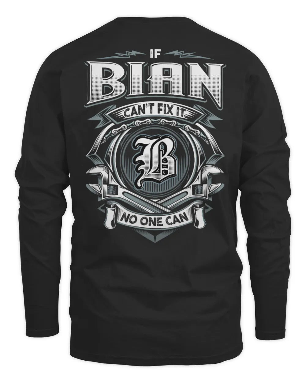 BIAN AP81-K4-626 - Personalized Ahmed Quote Apparel “If Ahmed Can't Fix It, No One Can” - Men's Long Sleeved T-Shirt - Black