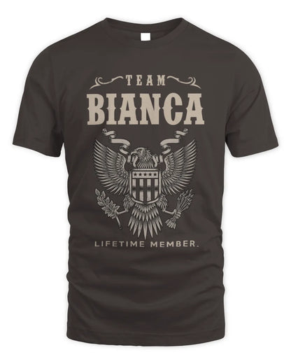BIANCA TP06-K82 – Personalized Classic Style Apparel “Team NAME Lifetime Member” - Unisex Standard T-Shirt - Dark Chocolate