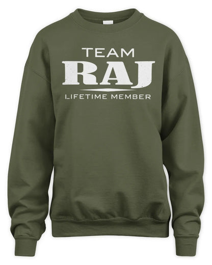 RAJ BL62-K4-128 - Personalized “Team NAME Lifetime Member” - Unisex Sweatshirt - Military Green