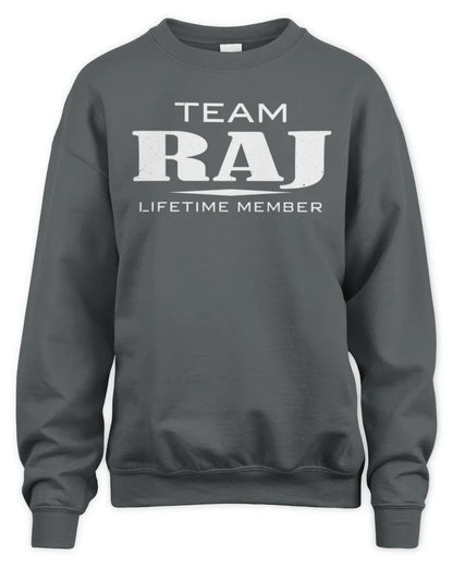 RAJ BL62-K4-128 - Personalized “Team NAME Lifetime Member” - Unisex Sweatshirt - Charcoal
