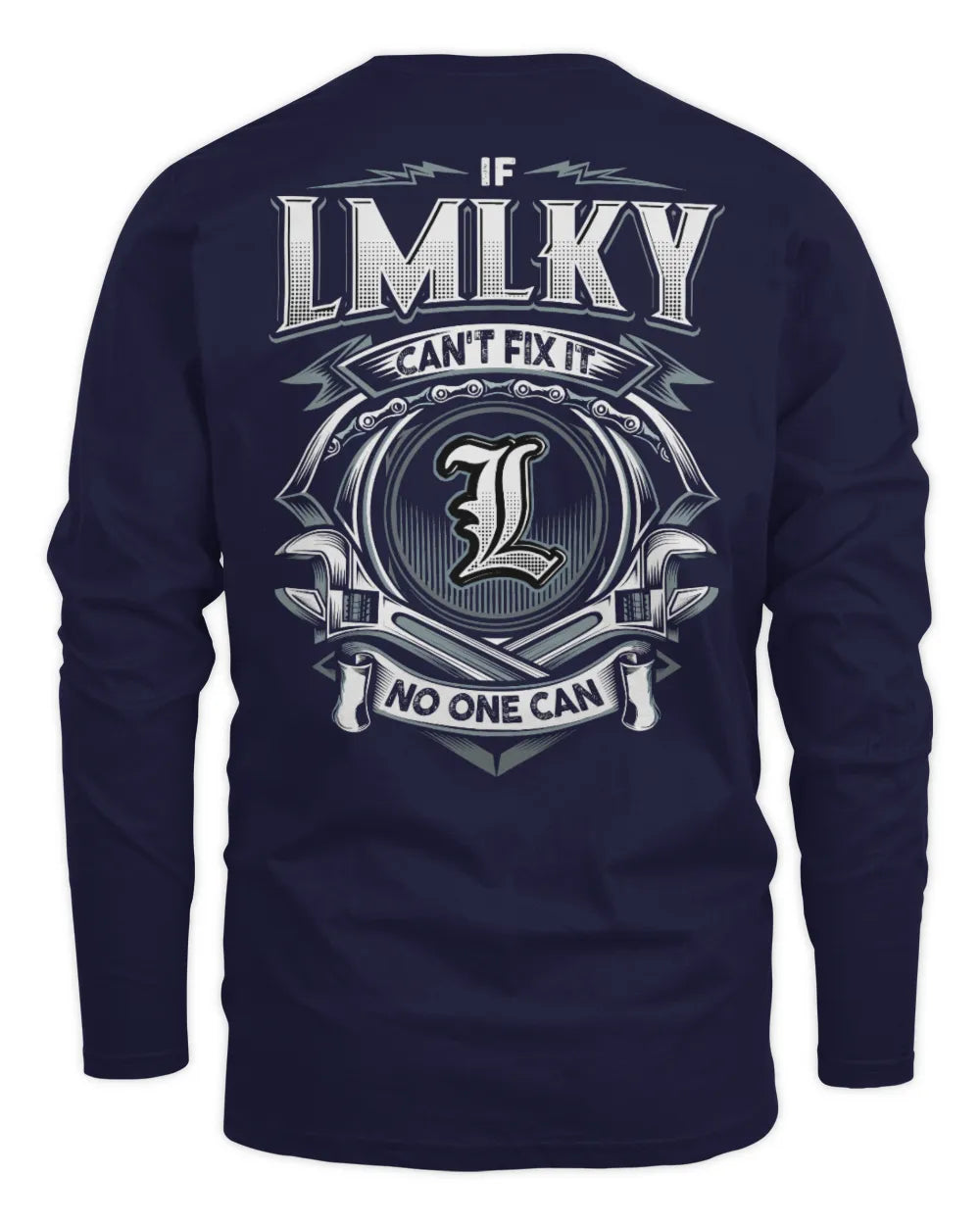 LMLKY AP81-K4-626 - Personalized Ahmed Quote Apparel “If Ahmed Can't Fix It, No One Can” - Men's Long Sleeved T-Shirt - Navy