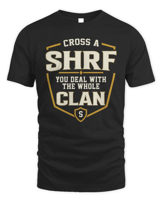 SHRF NT1-K008 Cross A/An NAME, You Deal With the Whole Clan | Personalized Vintage T-Shirt - Unisex Standard T-Shirt - Black