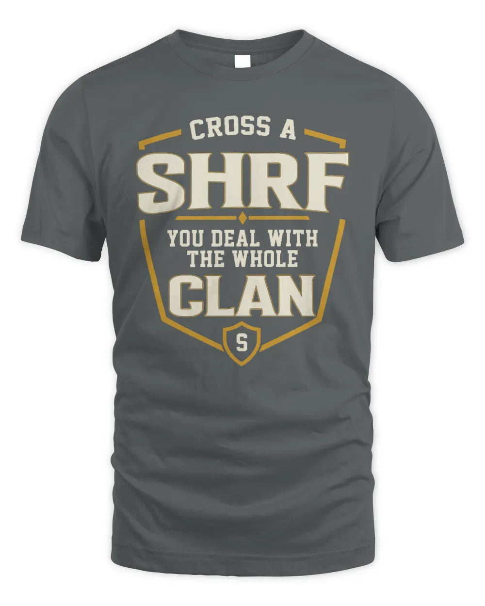 SHRF NT1-K008 Cross A/An NAME, You Deal With the Whole Clan | Personalized Vintage T-Shirt - Unisex Standard T-Shirt - Charcoal