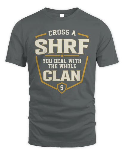 SHRF NT1-K008 Cross A/An NAME, You Deal With the Whole Clan | Personalized Vintage T-Shirt - Unisex Standard T-Shirt - Charcoal