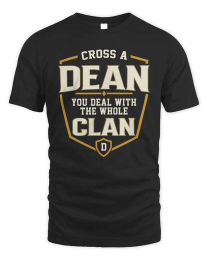 DEAN NT1-K008 Cross A/An NAME, You Deal With the Whole Clan | Personalized Vintage T-Shirt - Unisex Standard T-Shirt - Black