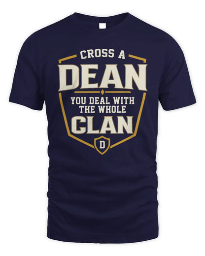 DEAN NT1-K008 Cross A/An NAME, You Deal With the Whole Clan | Personalized Vintage T-Shirt - Unisex Standard T-Shirt - Navy