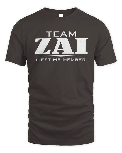 ZAI BL62-K4-128 - Personalized “Team NAME Lifetime Member” - Unisex Standard T-Shirt - Dark Chocolate